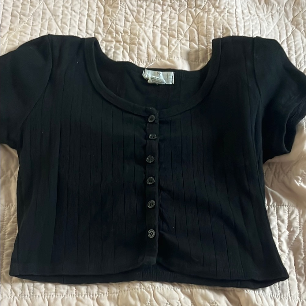 Black Button-Up Women's Top